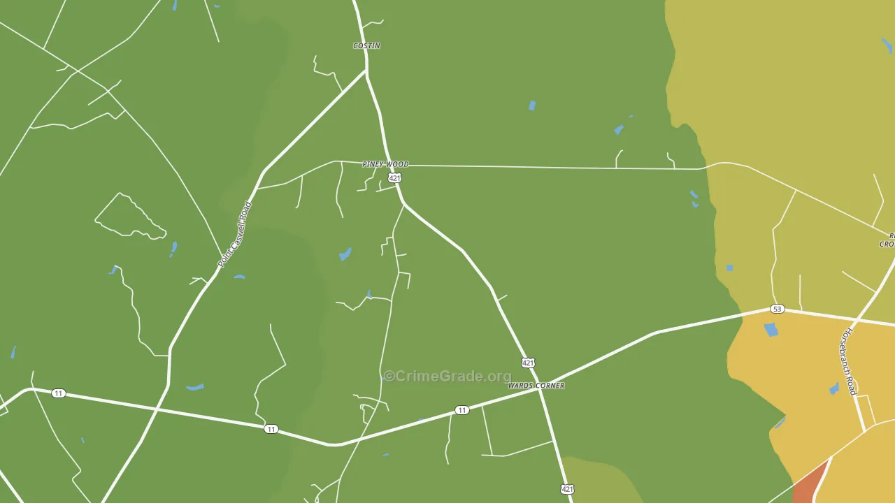 Wards Corner, NC Map of Assault Rates
