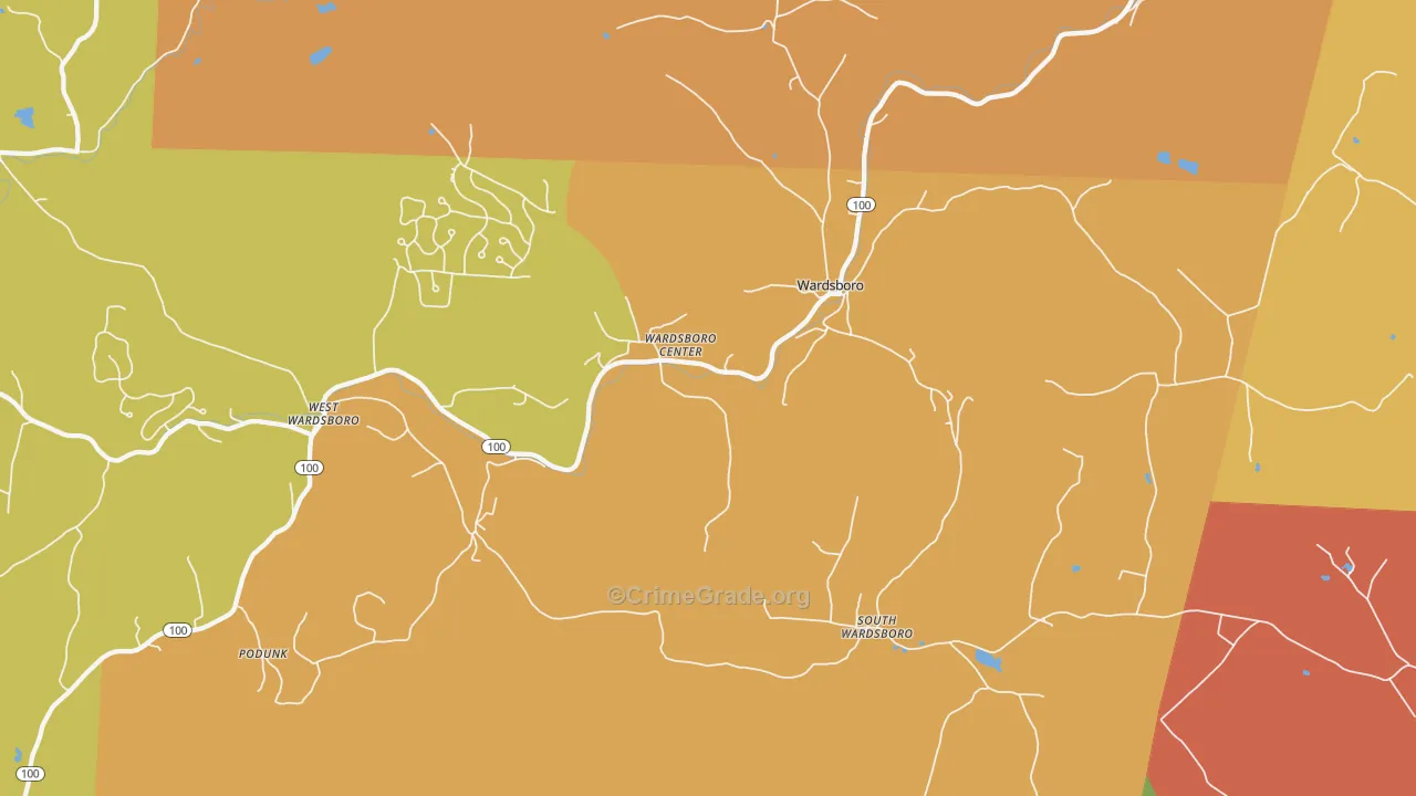 Wardsboro, VT Map of Assault Rates
