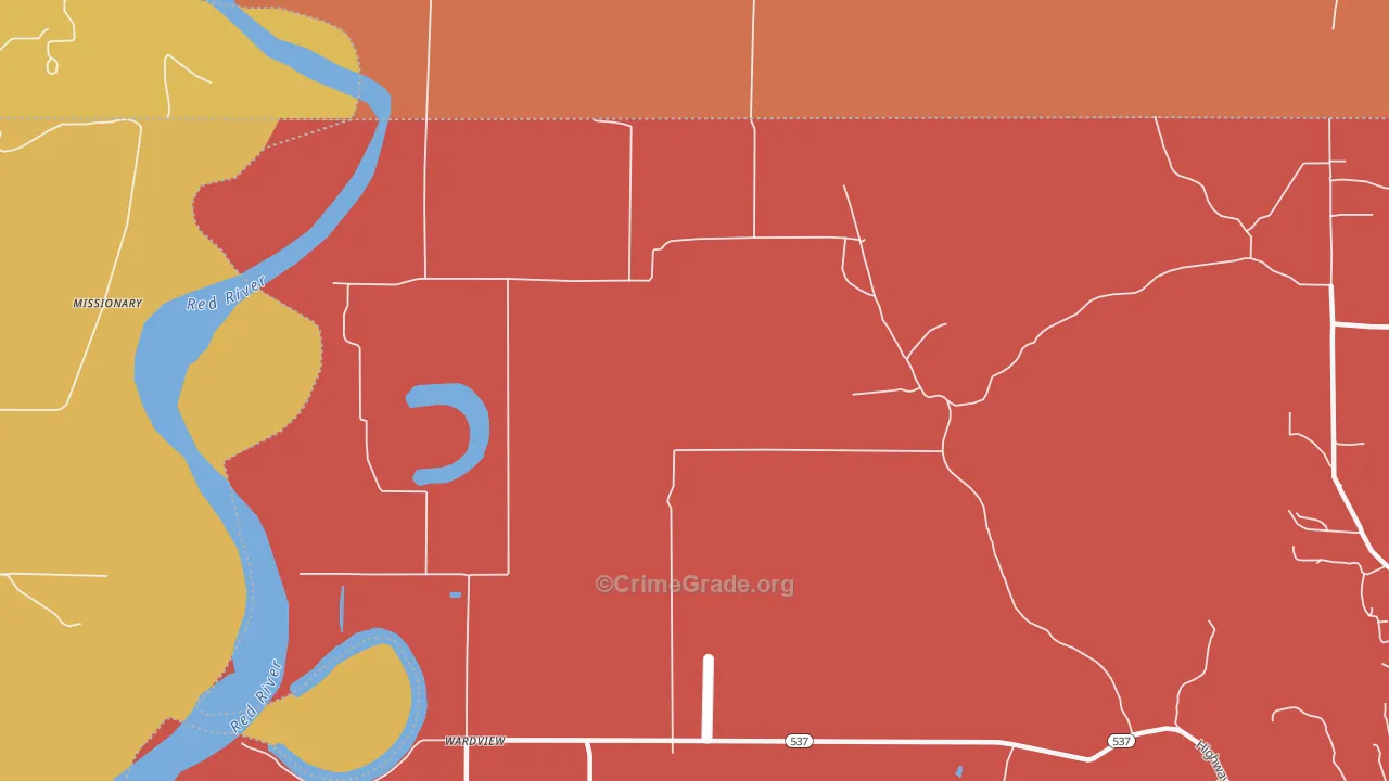 Wardview, LA Map of Assault Rates
