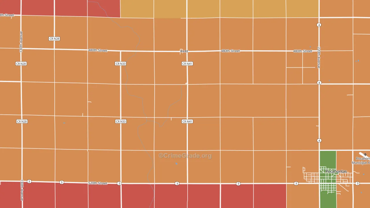 Ware, IA Map of Assault Rates