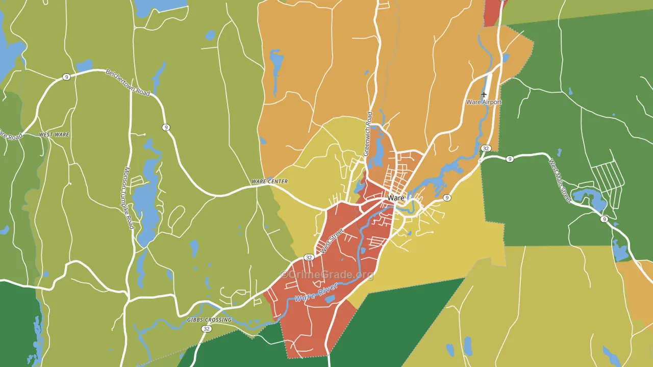 Ware, MA Map of Assault Rates