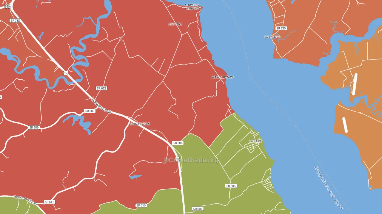 Wares Wharf, VA Map of Assault Rates