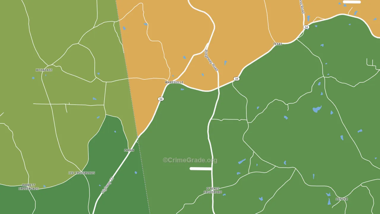 Waresville, GA Map of Assault Rates