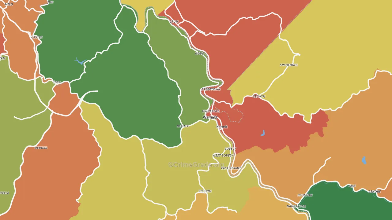 Warfield, KY Map of Assault Rates