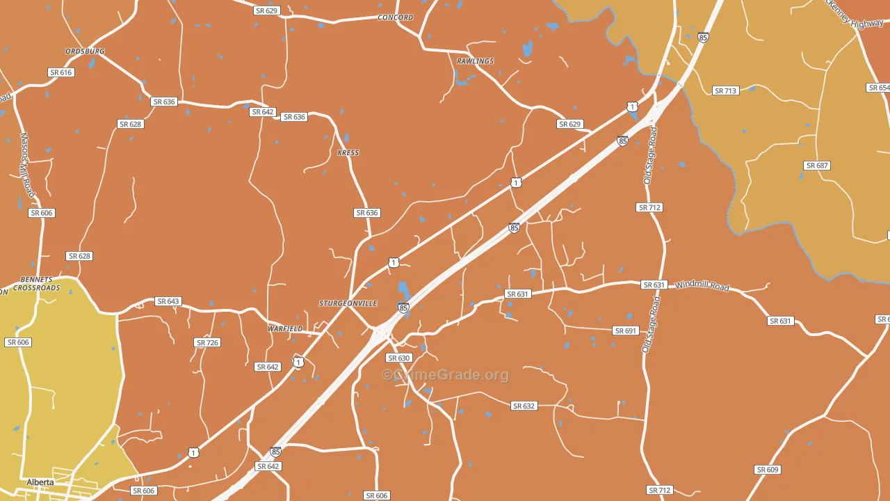 Warfield, VA Map of Assault Rates