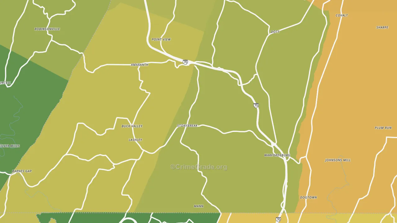 Warfordsburg, PA Map of Assault Rates