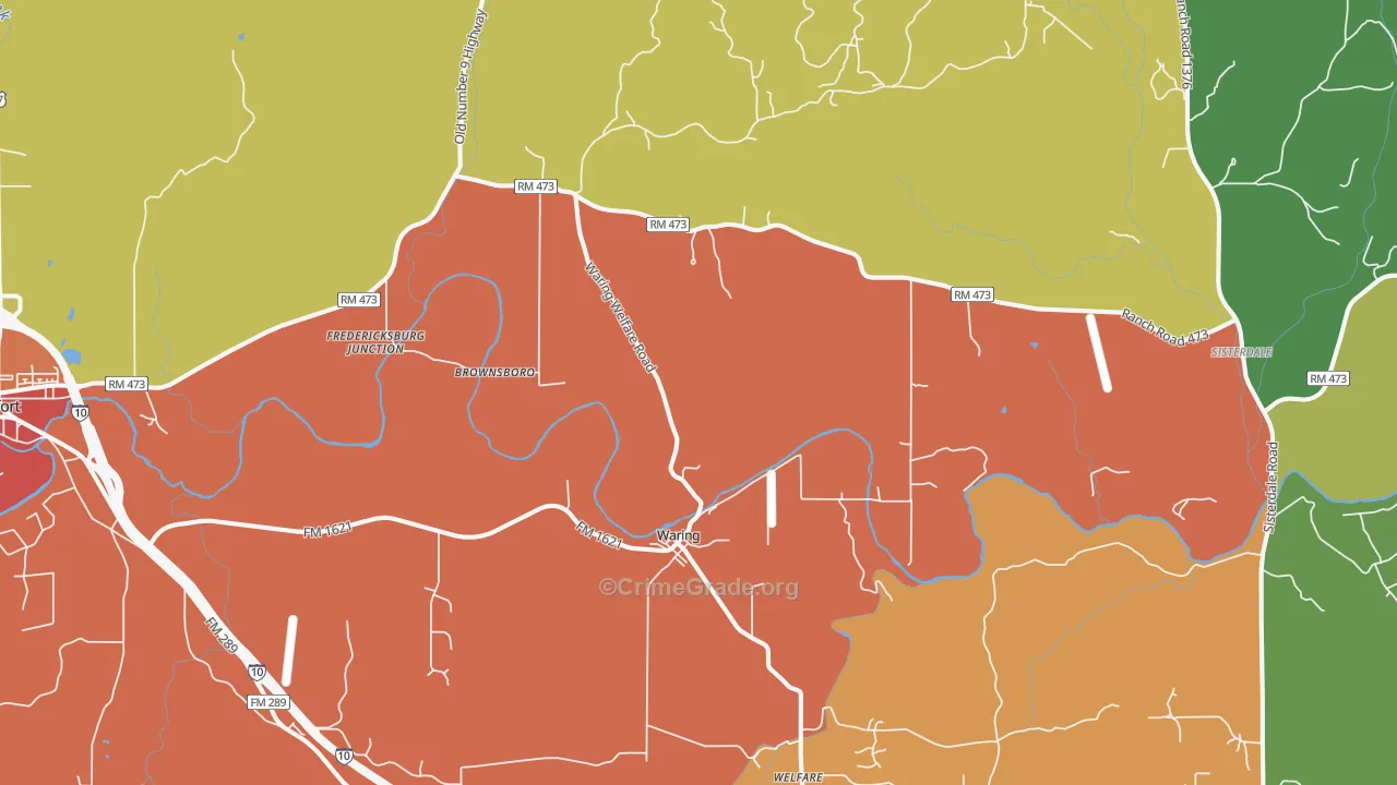 Waring, TX Map of Assault Rates