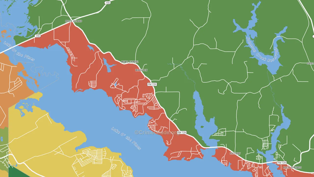 Warlock, TX Map of Assault Rates