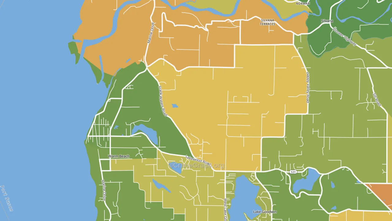 Warm Beach, WA Map of Assault Rates
