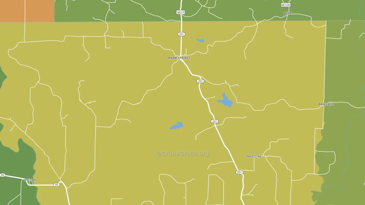 Warm Springs, AR Map of Assault Rates