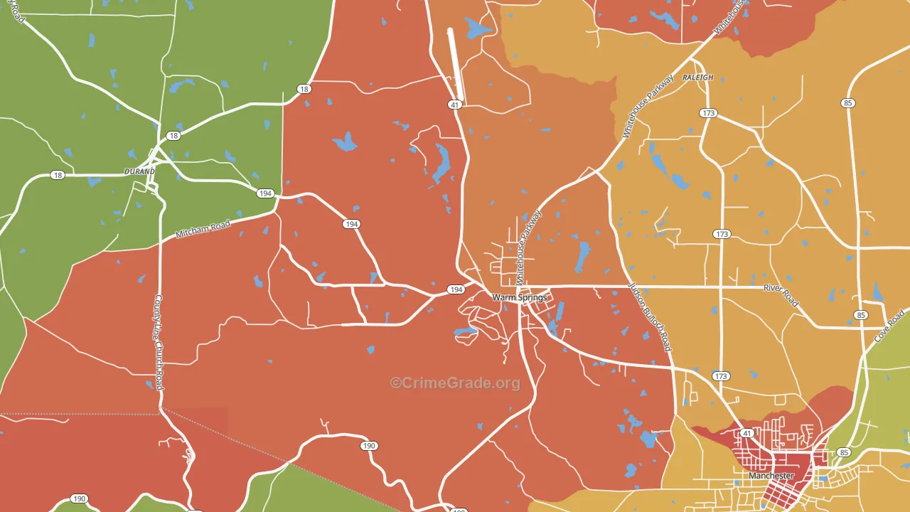 Warm Springs, GA Map of Assault Rates