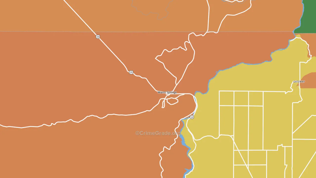 Warm Springs, OR Map of Assault Rates