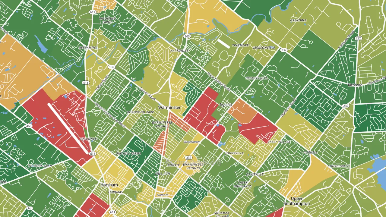 Warminster, PA Map of Assault Rates