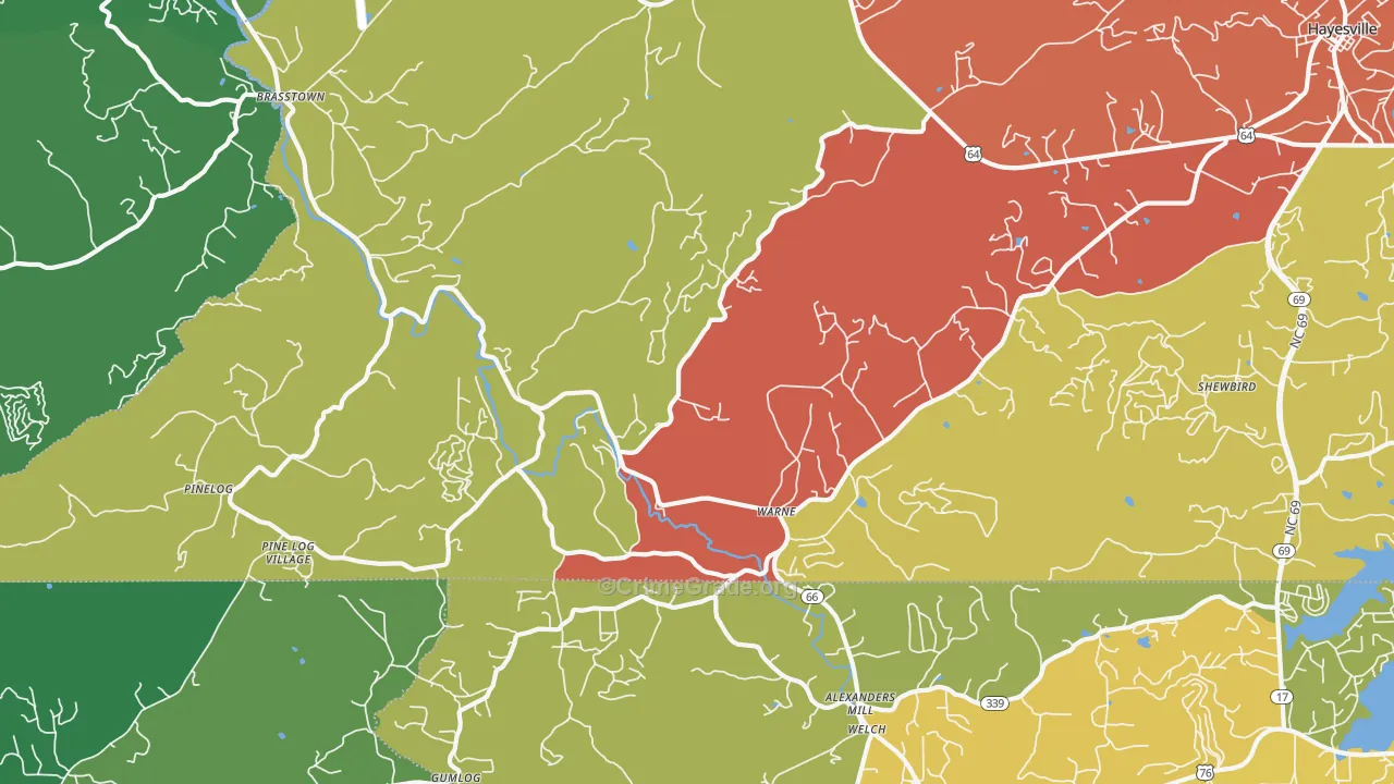 Warne, NC Map of Assault Rates