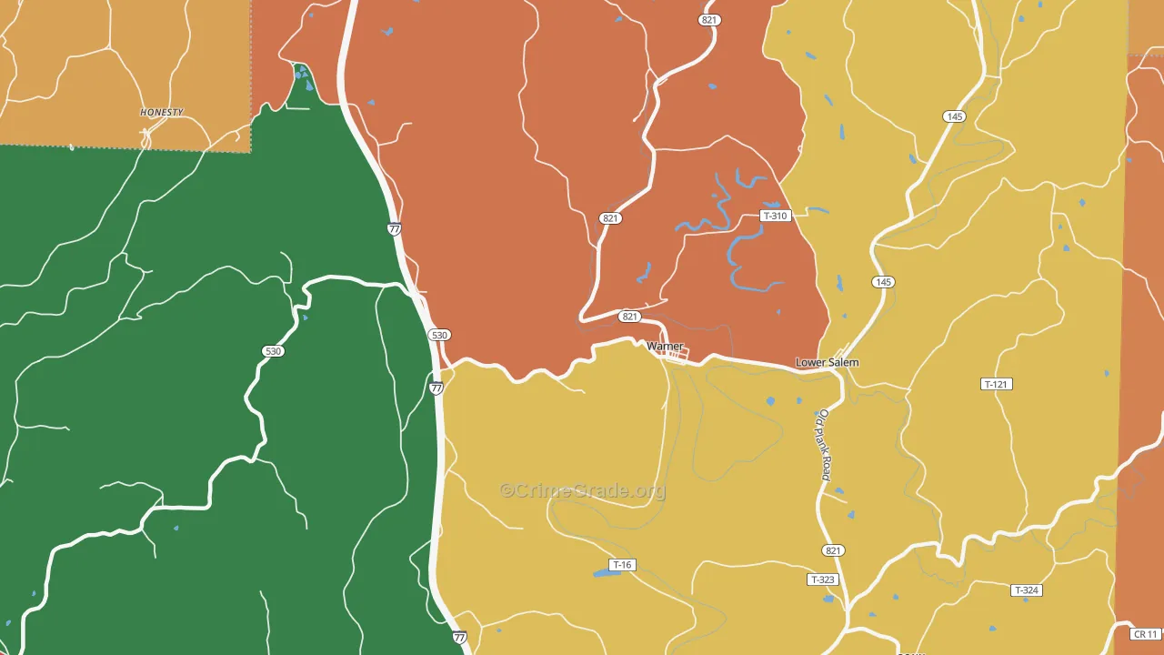Warner, OH Map of Assault Rates
