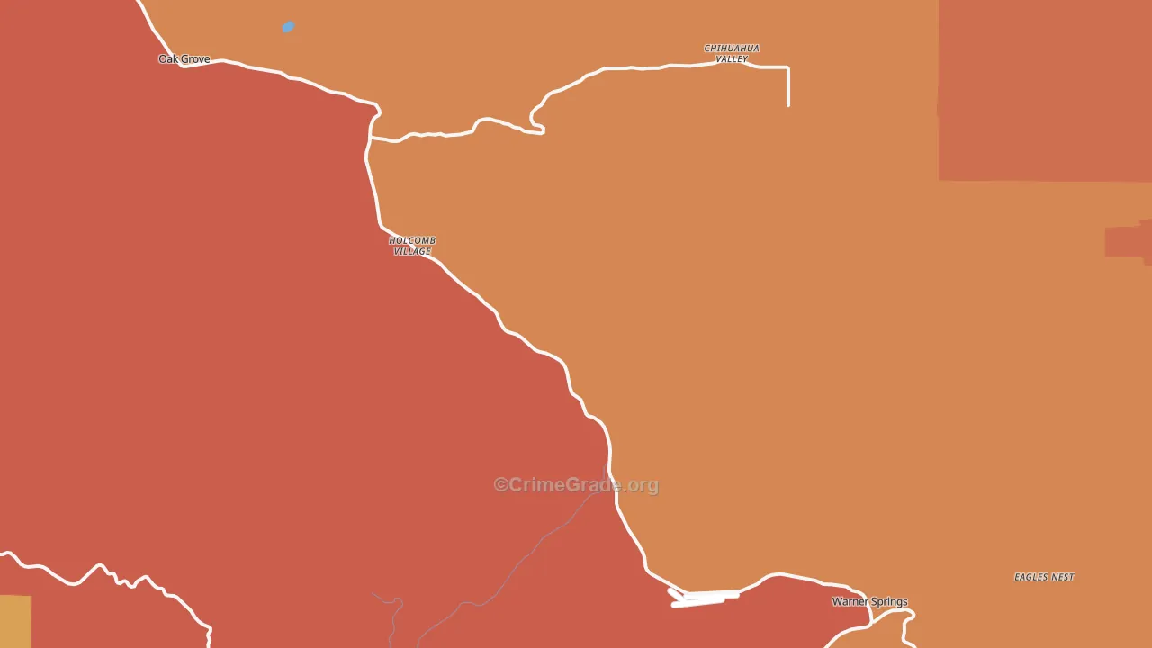 Warner Springs, CA Map of Assault Rates