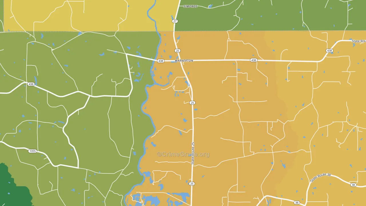 Warnerton, LA Map of Assault Rates