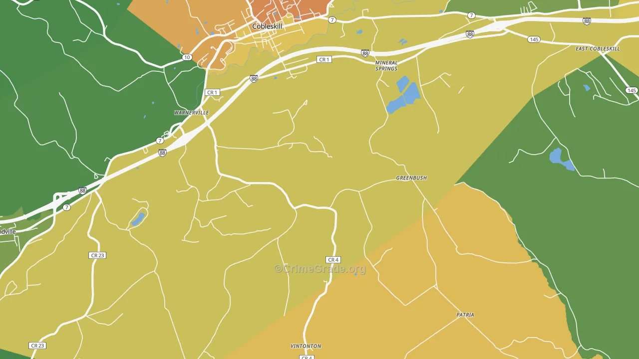 Warnerville, NY Map of Assault Rates