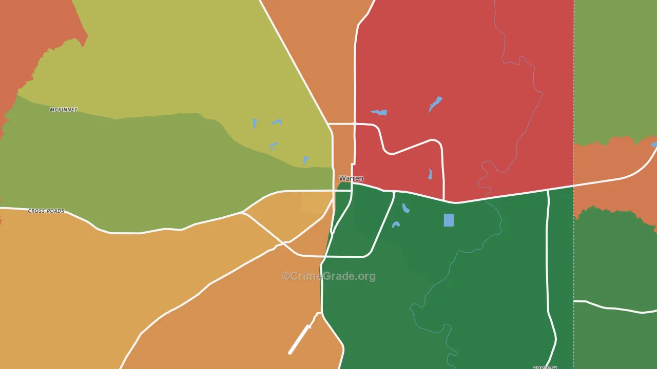Warren, AR Map of Assault Rates