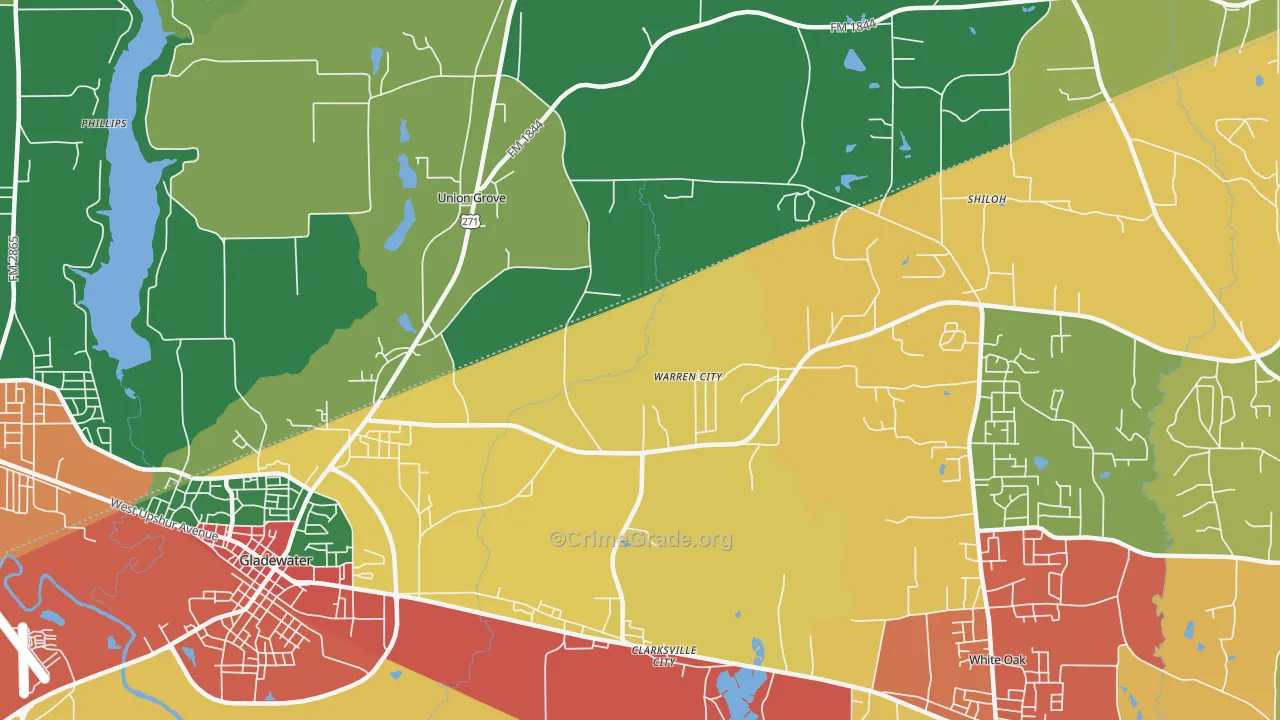 Warren City, TX Map of Assault Rates