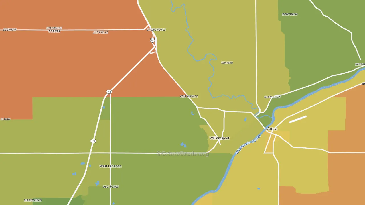Warren County, IN Map of Assault Rates