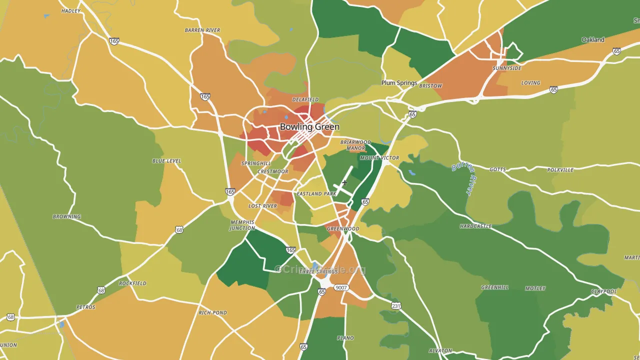 Warren County, KY Map of Assault Rates