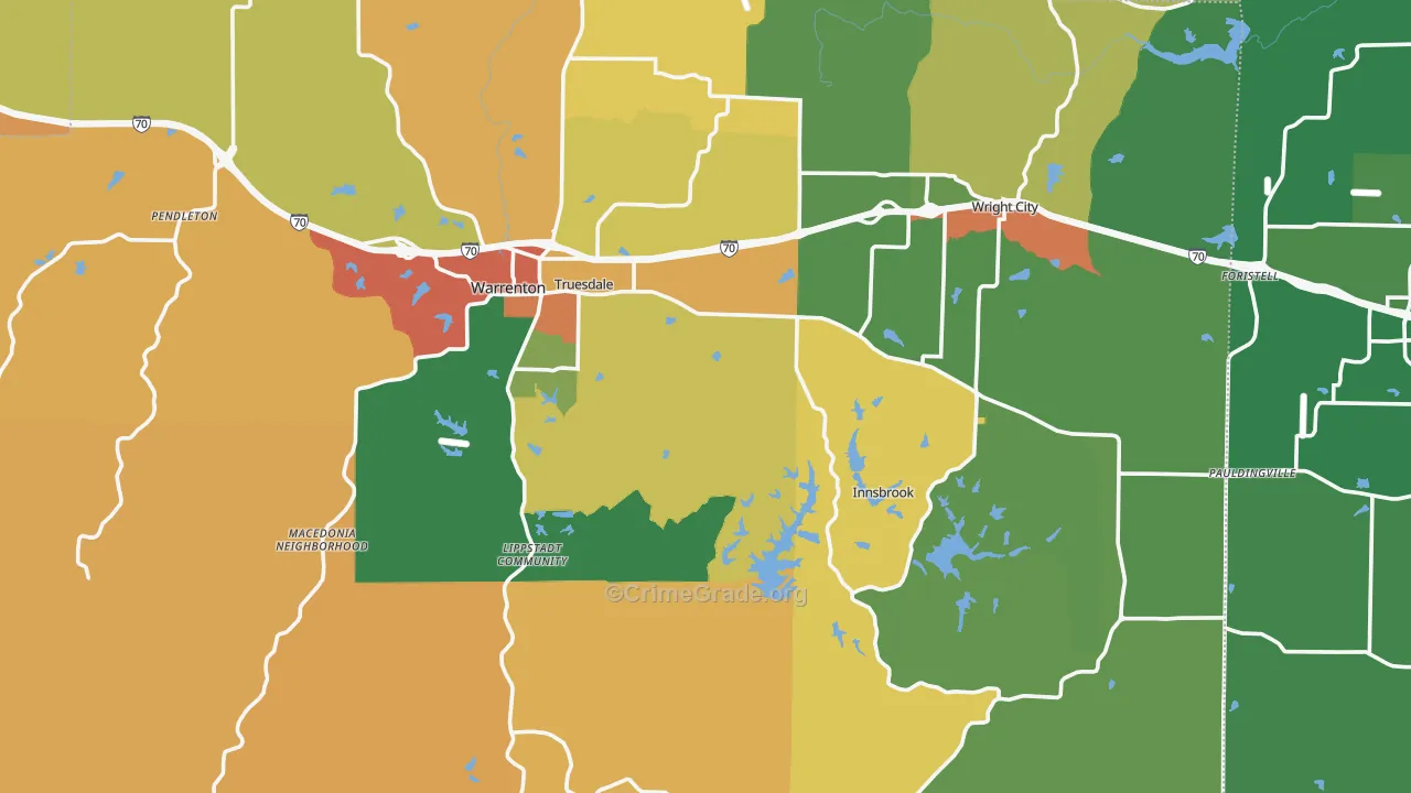 Warren County, MO Map of Assault Rates