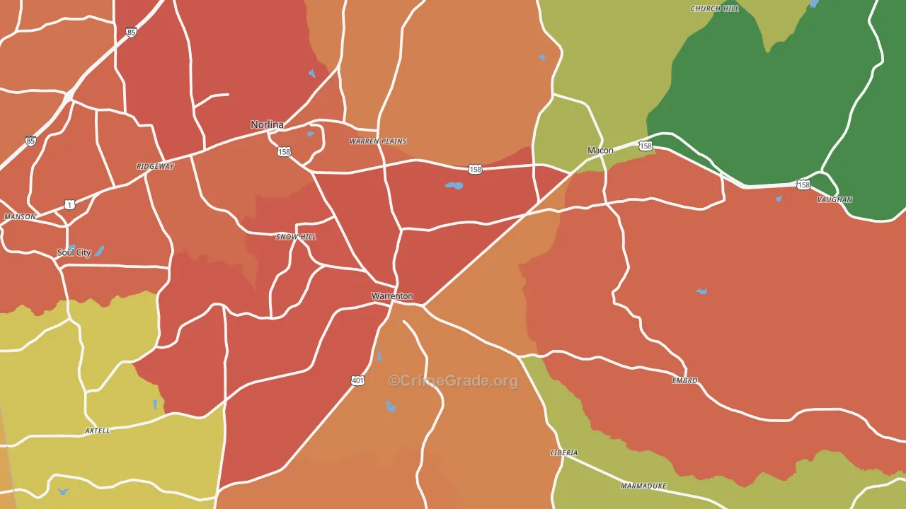 Warren County, NC Map of Assault Rates