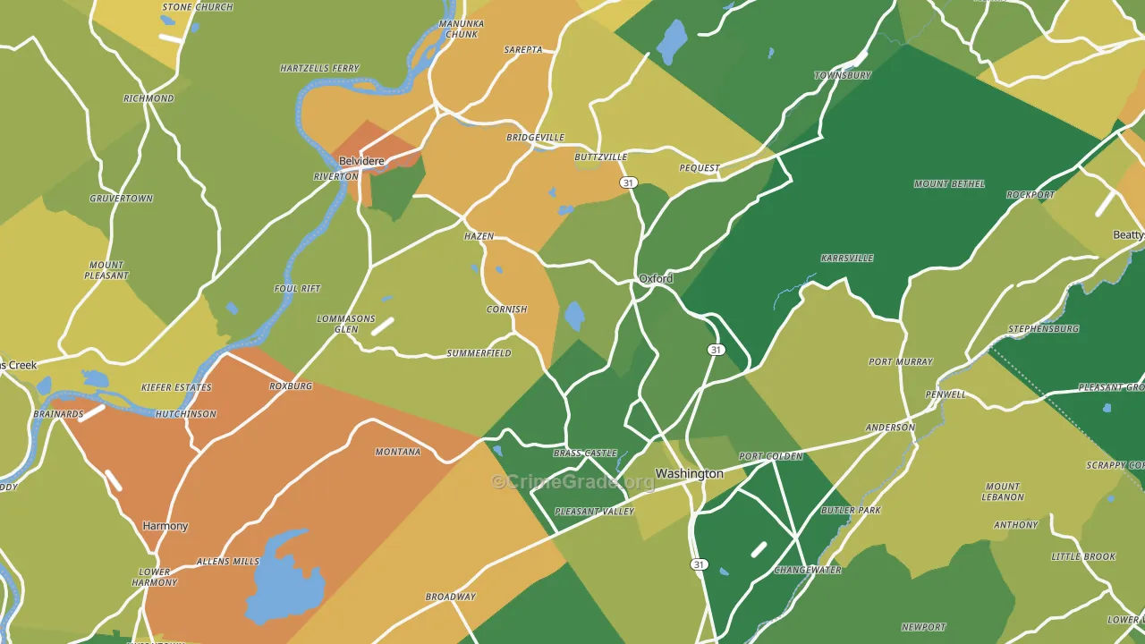 Warren County, NJ Map of Assault Rates