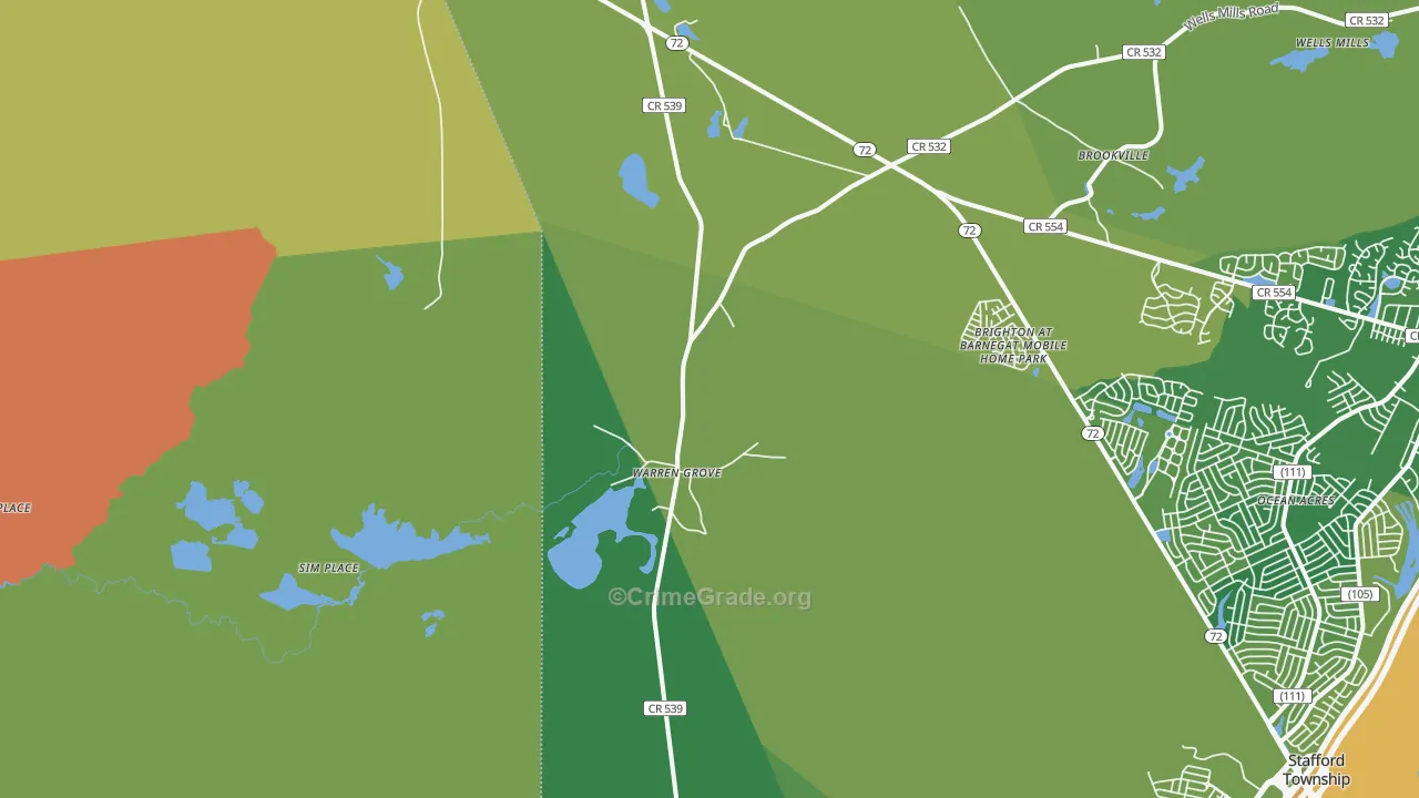 Warren Grove, NJ Map of Assault Rates