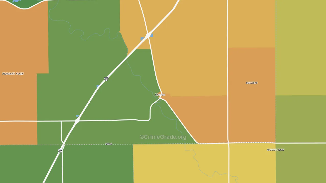 Warren, IN Map of Assault Rates