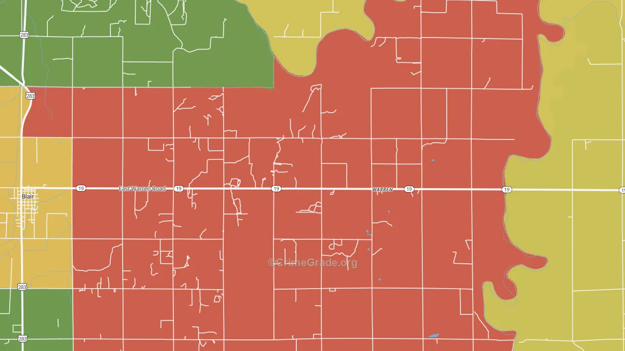 Warren, OK Map of Assault Rates