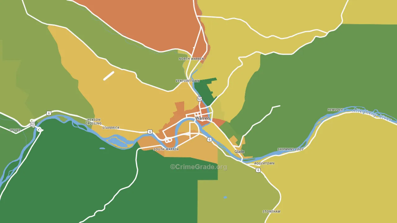 Warren, PA Map of Assault Rates