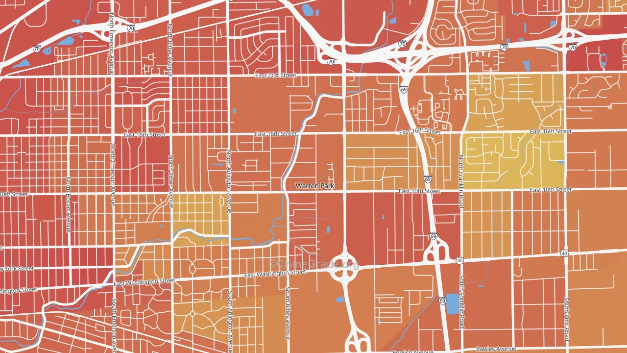 Warren Park, IN Map of Assault Rates
