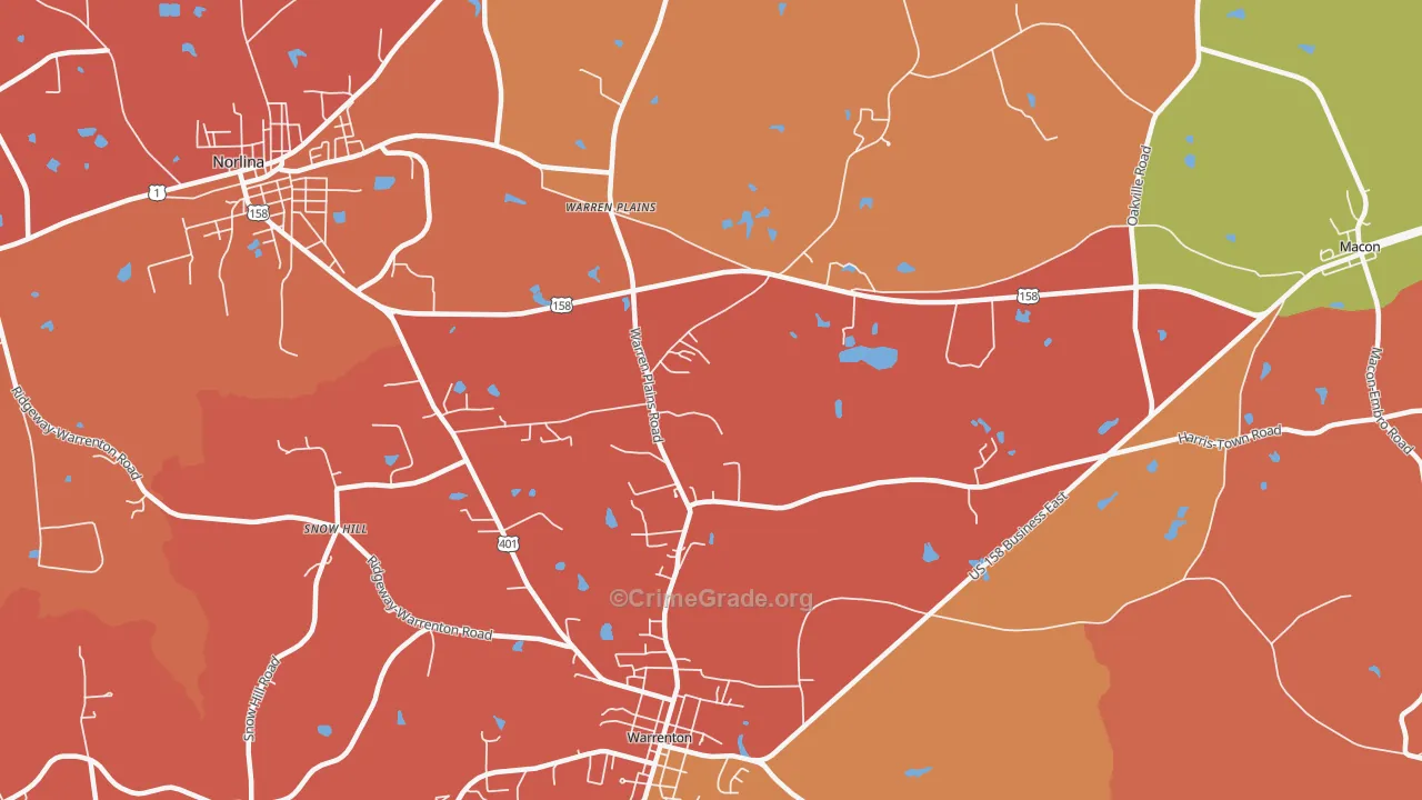 Warren Plains, NC Map of Assault Rates