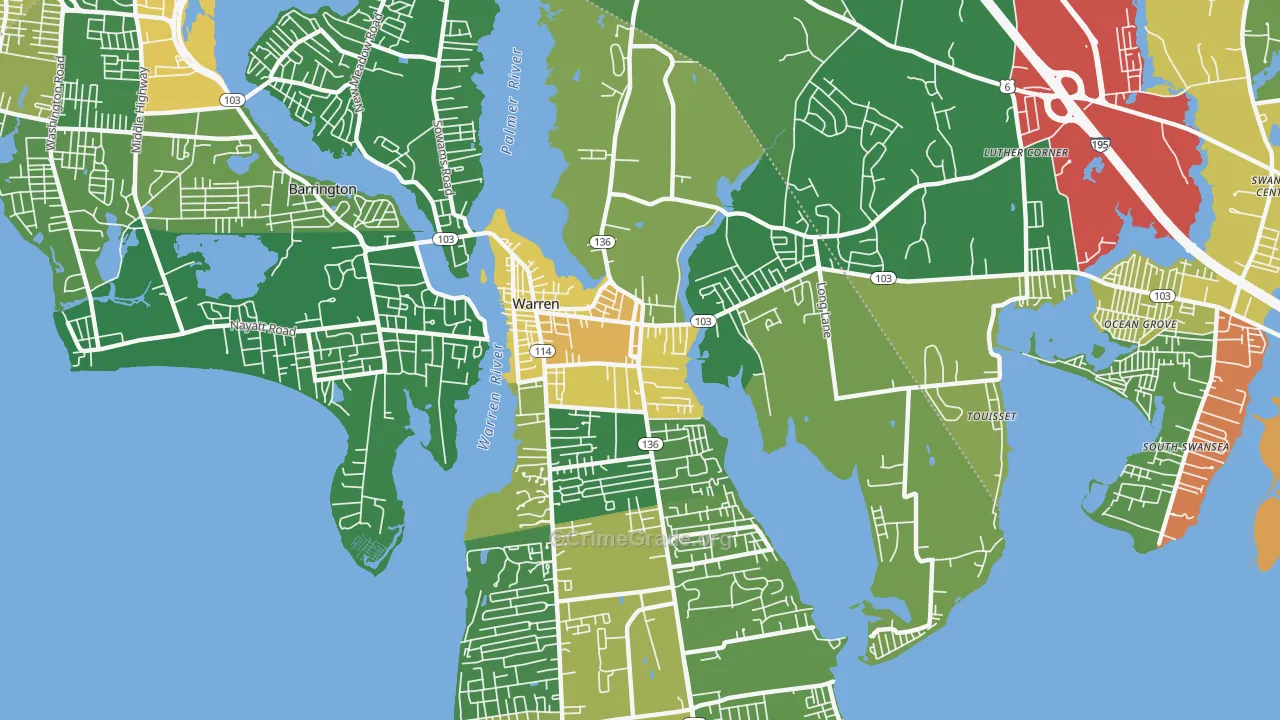 Warren, RI Map of Assault Rates