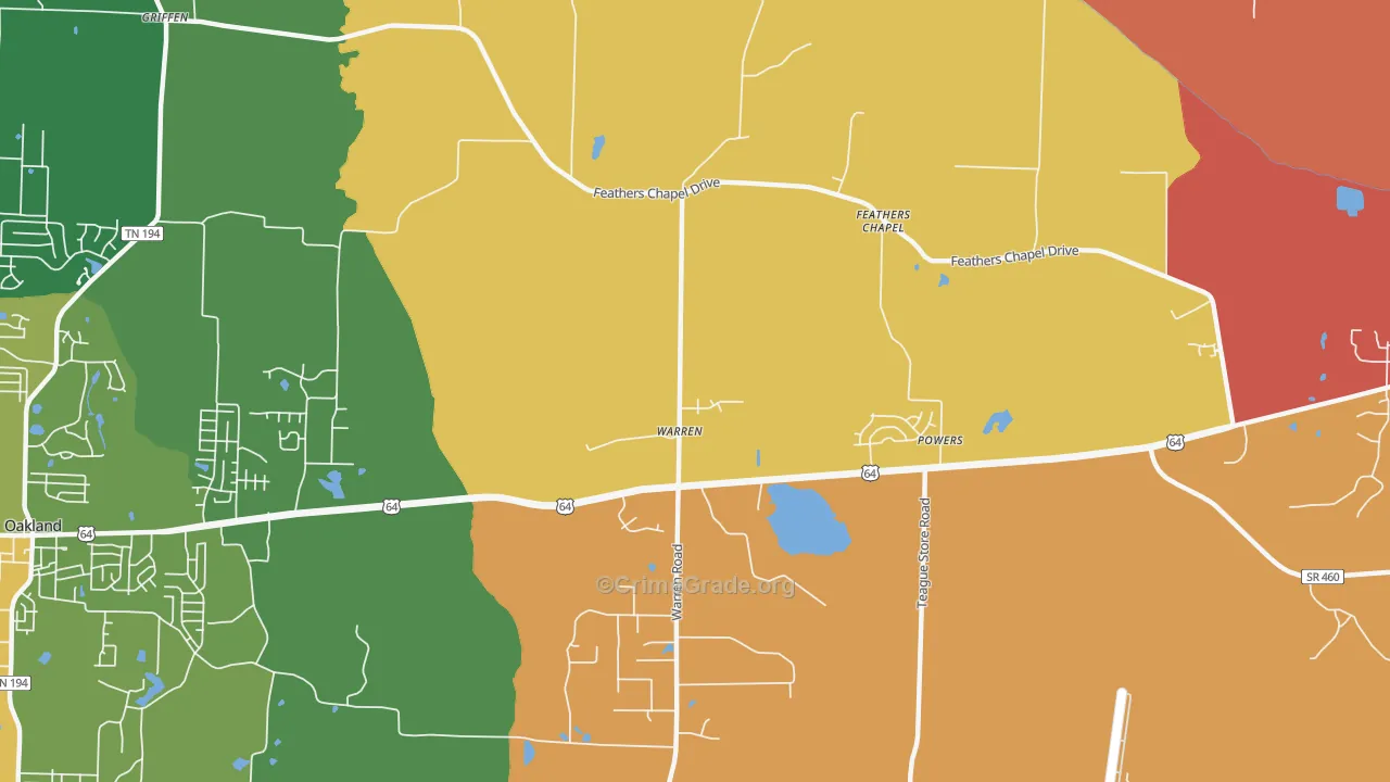 Warren, TN Map of Assault Rates