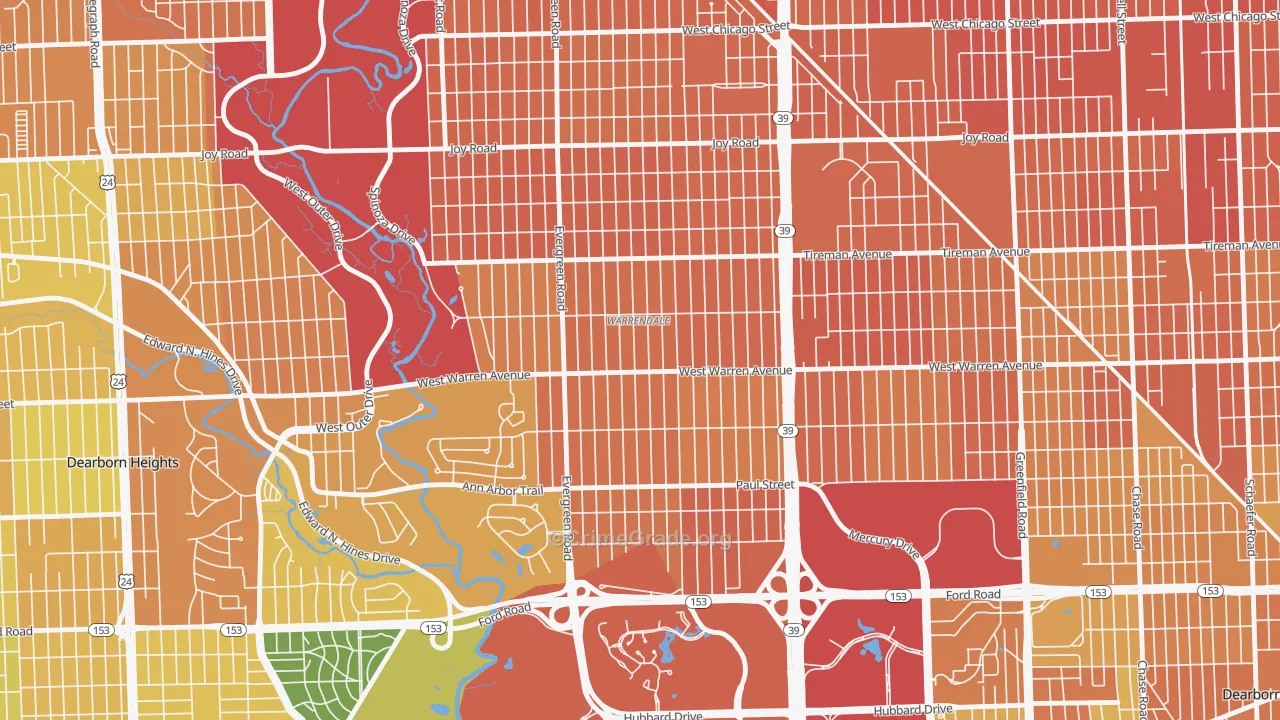Warrendale, Detroit, MI Map of Assault Rates