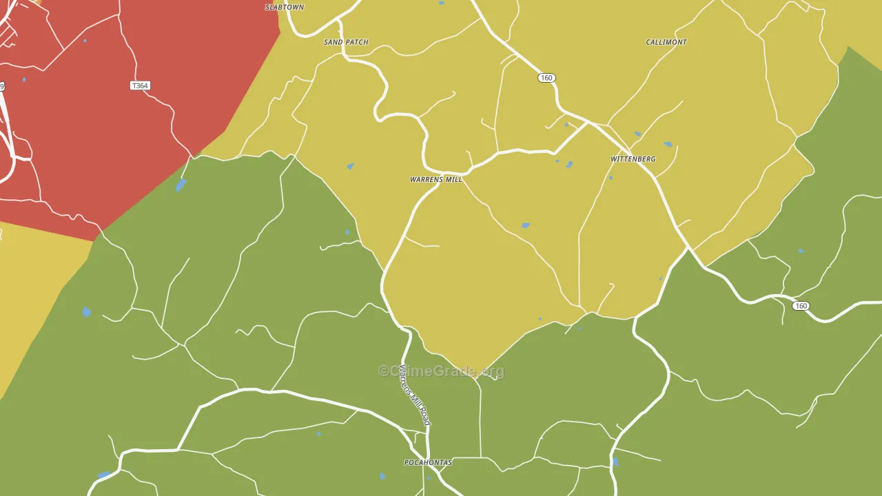 Warrens Mill, PA Map of Assault Rates