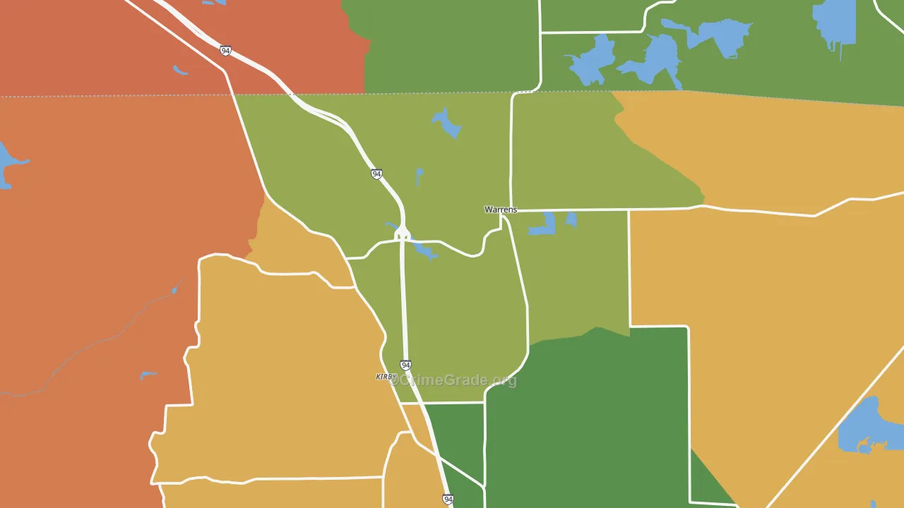 Warrens, WI Map of Assault Rates