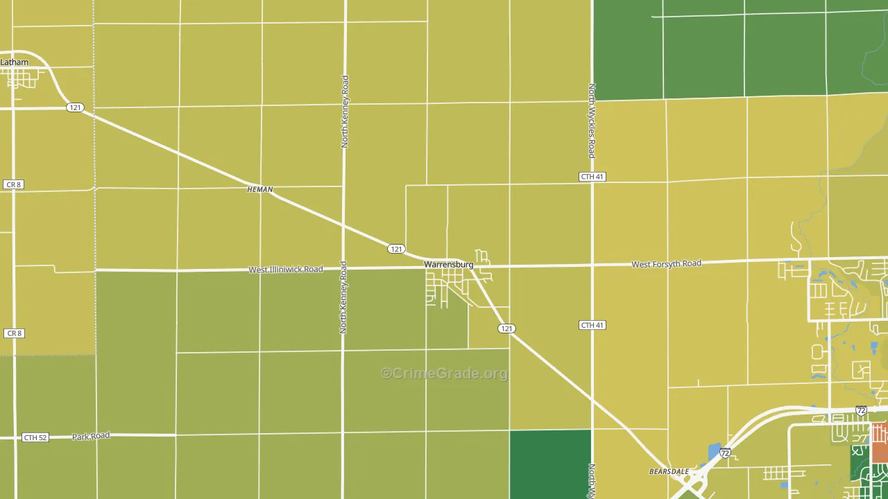 Warrensburg, IL Map of Assault Rates