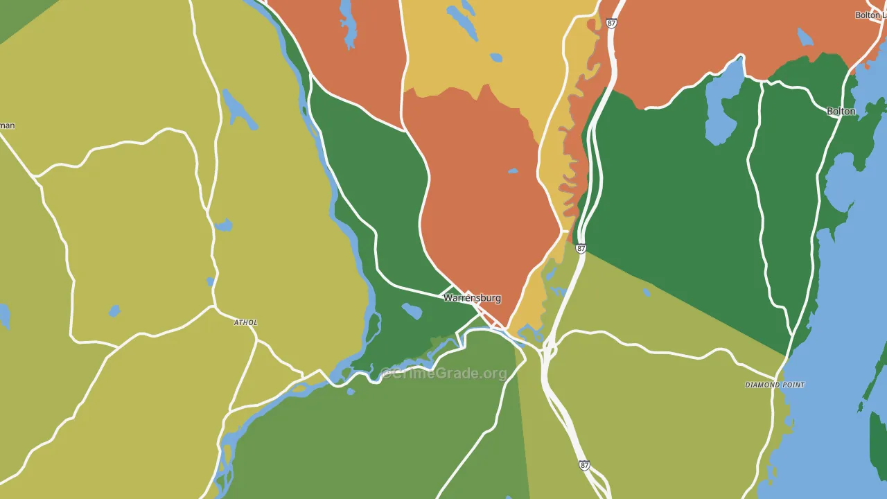 Warrensburg, NY Map of Assault Rates