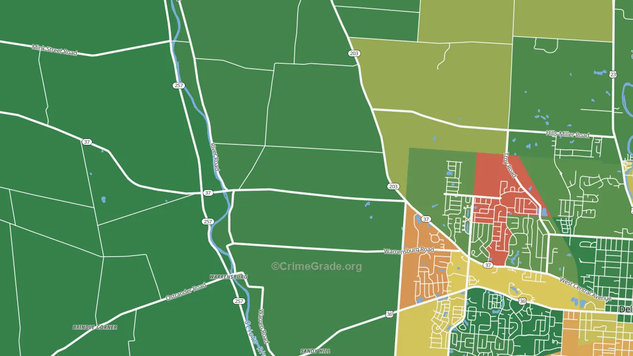 Warrensburg, OH Map of Assault Rates