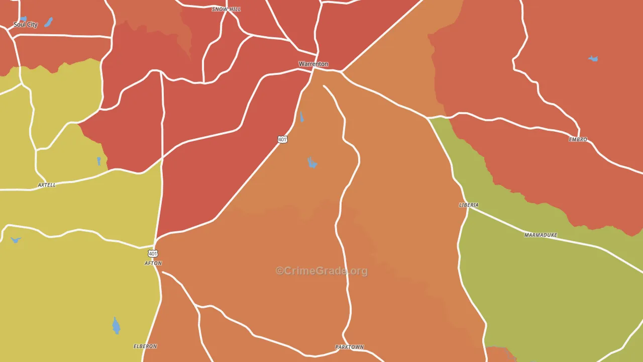 Warrenton, NC Map of Assault Rates