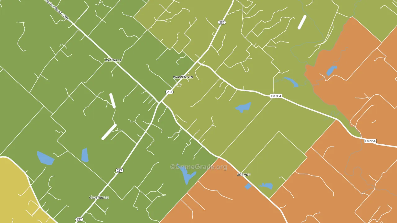 Warrenton, TX Map of Assault Rates