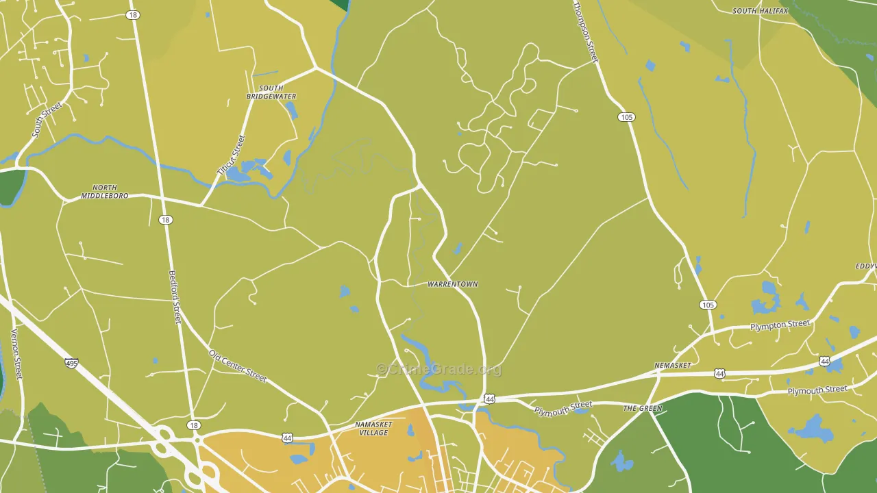 Warrentown, MA Map of Assault Rates
