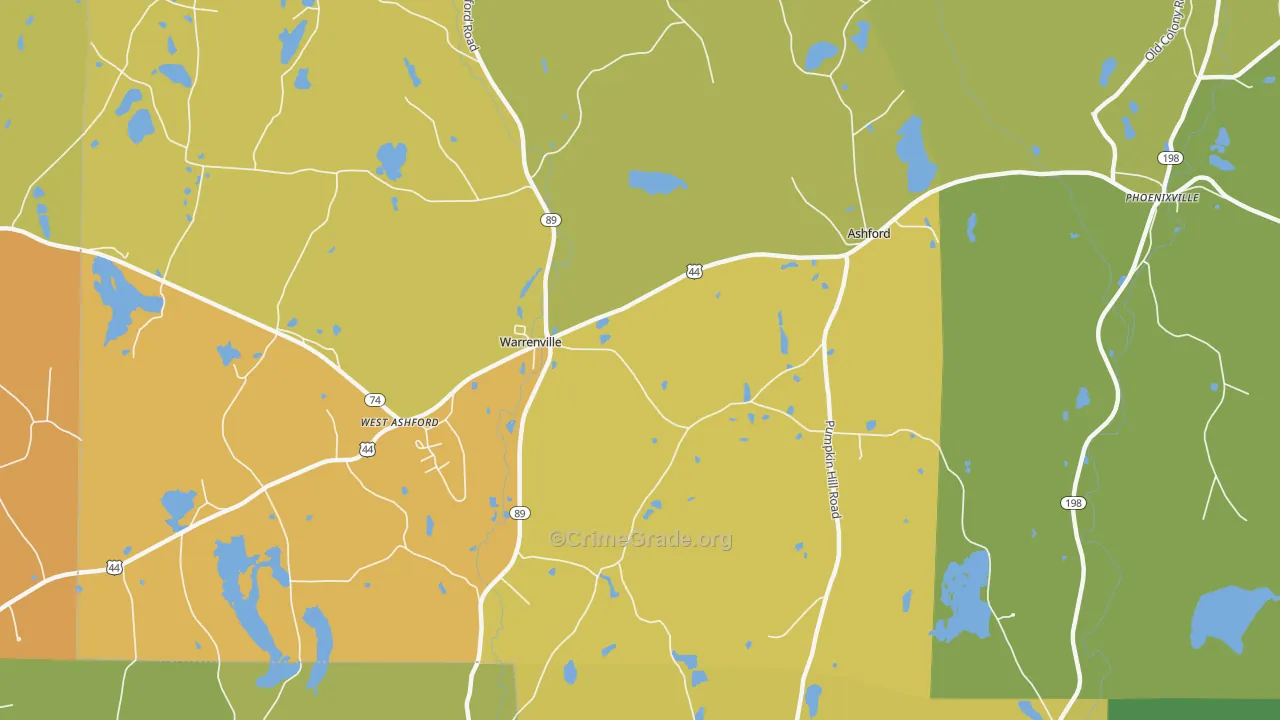 Warrenville, CT Map of Assault Rates