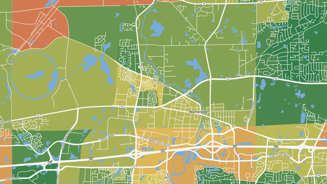 Warrenville, IL Map of Assault Rates
