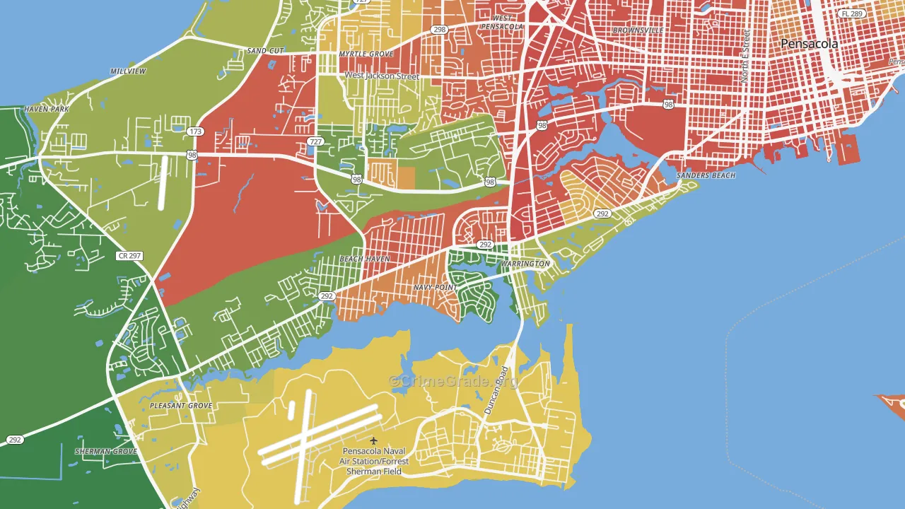Warrington, FL Map of Assault Rates