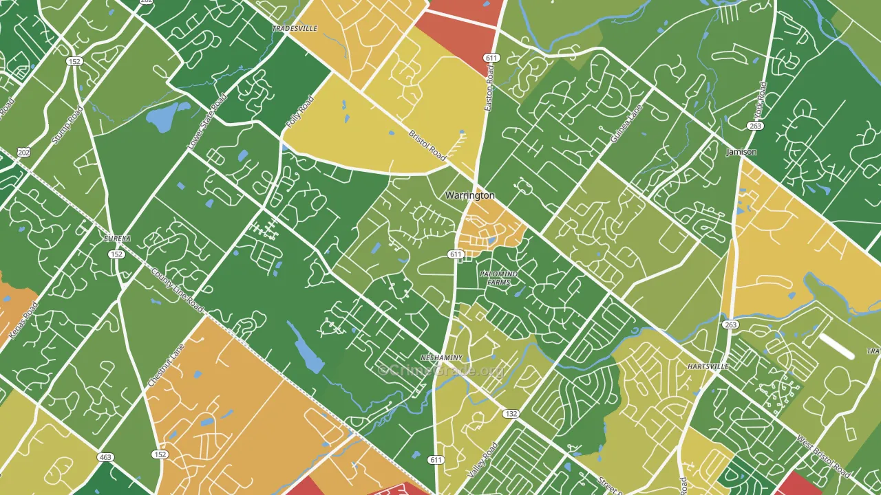 Warrington, PA Map of Assault Rates